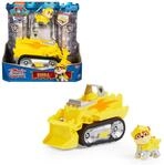 PAW PATROL, Rescue Knights Basis Fahrzeug Spielzeugauto von Rubble mit Welpenfigur,