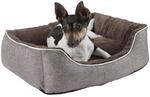 Kerbl Pet Kuschelbett Samuel, Hundebett, Katzenbett, grau, dunkelgrau, 50x40x15cm,