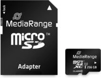 MediaRange Micro SDXC Speicherkarte mit SD Adapter 256GB - Geschwindigkeit Klasse 10,