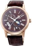 Orient Herren Armbanduhr in der Farbe Braun mit Armband aus Leder, Wasserdichtigkeit: