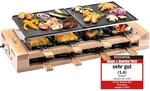 KLAMER Raclette Grill f&uuml;r 8 Personen mit Holzgestell und ILAG Beschichtung
