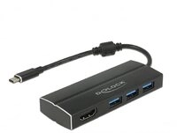 DeLock Adapter USB C 3.1 3X USB 3.0 A Hub + HDMI 4K, schwarz