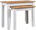 vidaXL 2X Massivholz Panama-Kiefer Satztisch Rustikal Couchtisch Beistelltisch