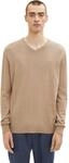 TOM TAILOR Herren Basic Strickpullover Mit V-Ausschnitt, 35188 - Desert Green