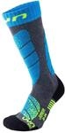 UYN Jungen Ski Kinder Socke, grau (Medium Grey Melange/Turquoise), 24-26 EU
