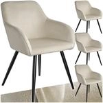 tectake&reg; 4er Set moderner Esszimmer Stuhl, Sitzfl&auml;che aus Samt, Armlehnstuhl,