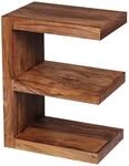 Wohnling Beistelltisch 45x30x60 cm Sheesham Massivholz S-Form, Couchtisch 