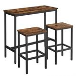 VASAGLE Bartisch mit Barhocker Set, Essgruppe, Stehtisch mit 2 St&uuml;hlen,