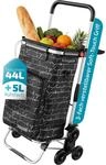 Rubberneck Einkauftrolley, klappbar, 44l, Treppensteiger, K&uuml;hlfach, Schwarz