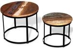 vidaXL Massivholz 2-TLG. Couchtisch-Set Beistelltisch Kaffeetisch Rund 40cm/50cm