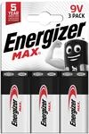 Energizer Max - 9V Blockbatterie (3 St&uuml;ck) - Neun Volt Alkali-Batterien - geeignet