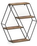 Vicco Wandregal Fyrk, Antikholz, 51 x 52 cm Eckform, zur Wandmontage mit Vier...