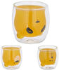 Relaxdays Doppelwandige Gläser Bär, 3er Set, Eisbär, Braunbär, Panda, 300 ml,