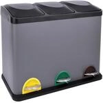 SVITA TC3X15 Treteimer 45 Liter Grau 3X 15L dreifach Abfalleimer 3er-M&uuml;lleimer