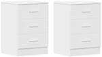 vidaXL 2X Nachtschrank 3 Schubladen Nachttisch Nachtkonsole Nachtschr&auml;nckchen