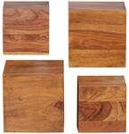 Wohnling 4er Set Wandregale Mumbai Massivholz Sheesham Holzregal Landhaus-Stil