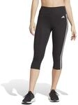 adidas Damen Train Essentials 3-Stripes High-Waisted 3/4 Leggings, Black, M