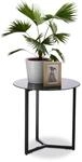 Relaxdays Runder Beistelltisch aus Glas und Metall, dekorativer Loungetisch, HxBxT: