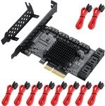 MZHOU 10-Port PCIe x4 auf SATA 3.0 Controller Erweiterungskarte