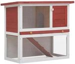 vidaXL Kaninchenstall 1 T&uuml;r Rot Holz