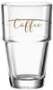 Leonardo Solo Latte-Macchiato Glas 1 Stück, Glas-Becher mit Coffee Aufdruck,