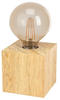 EGLO Tischlampe Prestwick 2, Deko Tischleuchte, Nachttischlampe Würfel aus Holz in