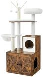 Feandrea Kratzbaum mit Katzenklo-Schrank, 150 cm hoch, 2-in-1 Katzenbaum, Schrank