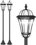 Outsunny Solar Gartenlaterne 2er Set Wetterfeste 129 cm hoch Schwarz