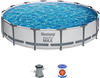 Bestway Steel Pro MAX Frame Pool Set mit Filterpumpe Ø 427 x 84 cm, lichtgrau,...