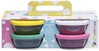 Pasabahce Glas Vorratsdosen Set 4-teilig mit Asortili Multi Color Kunststoff...