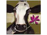 ARTland Leinwandbilder Wandbild Bild auf Leinwand 50 x 50 cm Tiere Haustiere Kuh