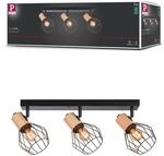 Paulmann 66768 Strahler Lanke 3-flammig max. 3x20 Watt Deckenleuchte Schwarz/Holz