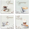 ARTLAND Küchenbilder Leinwandbilder Set 4 teilig je 30x30 cm Quadratisch Kaffee