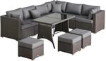 Outsunny 10-TLG. Gartengarnitur, Polyrattan-Sitzgruppe f&uuml;r Garten und Terrasse,