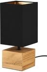 Reality Leuchten Tischleuchte Woody R50171080, Metall Schwarz matt, Fu&szlig; Holz,