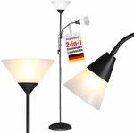 Monzana&reg; Stehlampe 175 cm Schwarz Verstellbare Stehleuchte mit Deckenfluter und