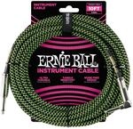 Ernie Ball Geflochtenes Instrumentenkabel Gerade/Winkel 3,05 m - Schwarz/Gr&uuml;n