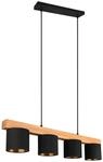 Reality Leuchten Pendelleuchte Cameron R30654002, Metall Schwarz matt, Stoffschirm