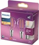 PHILIPS LED Classic E14 Lampe, 40 W, Tropfenform, klar, warmwei&szlig;, Doppelpack