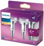 Philips LED Classic E14 Lampe, 40 W, R50, Reflektor, 36&deg; drehbar, silber, warmwei&szlig;,