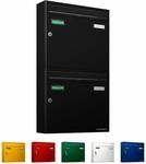 AL Briefkastensysteme Basic 2er Briefkasten RAL 9005 Tief Schwarz 2 Fach DIN A4