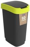 Rotho Twist M&uuml;lleimer 50l mit Deckel, Kunststoff (PP recycelt) , schwarz/gelb, 50l