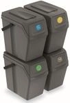 Prosperplast Sortibox M&uuml;lleimer M&uuml;lltrennsystem Abfalleimer Beh&auml;lter (4x25L, Grau)