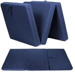 sunnypillow Premium Klappmatratze 80x195x15cm Blau, 3teil Faltmatratze | mit