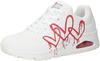 Skechers Damen UNO Dripping in Love Sneaker, Weiß mit rotem Aufdruck...