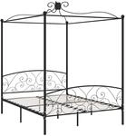 vidaXL Himmelbett-Gestell Schwarz Metall 180 x 200 cm
