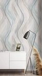 marburg Tapete Wellen 3D Grau Silber Beige Blau Linien Muster Struktur...