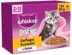 WHISKAS Junior Nassfutter Portionsbeutel Multipack, Gefl&uuml;gelauswahl in Gelee, 12 x