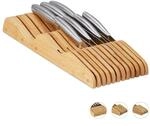 Relaxdays Messerblock Schublade, liegend, Bambus, f&uuml;r 11 Messer, HBT 5x14,5x40...