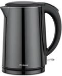 Trisa Wasserkocher Edelstahl 1,5L Schwarz,Doppelwandig und Cool-Touch,Strix